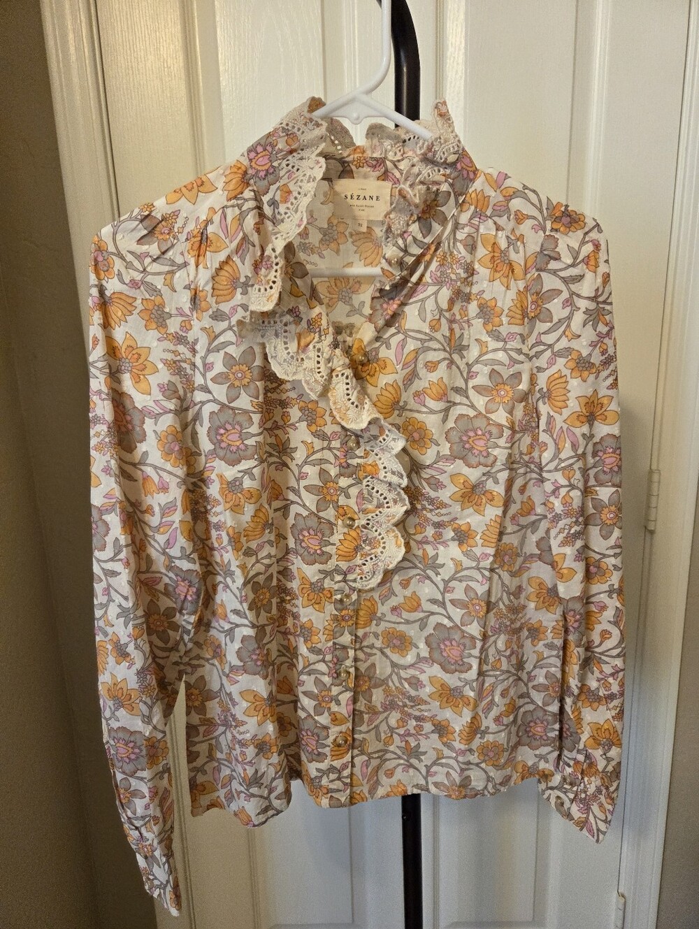Sezane Chlo Shirt Imprimé Jardin Céleste - Size 32 NWOT - Picture 4 of 7
